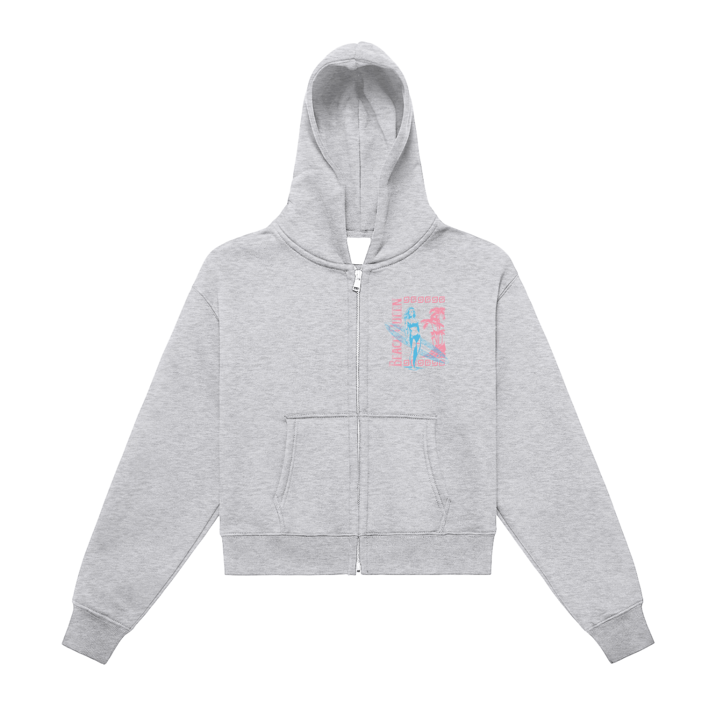 Fleeced Zip-Up Cropped Hoodie